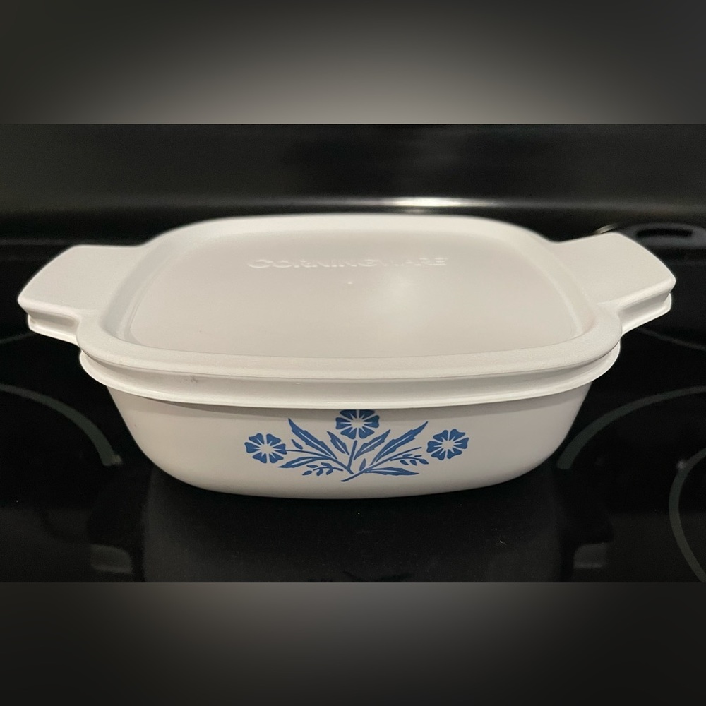 Corning Ware Blue Cornflower 4 Cup Casserole Baking Dish With Plastic Lid